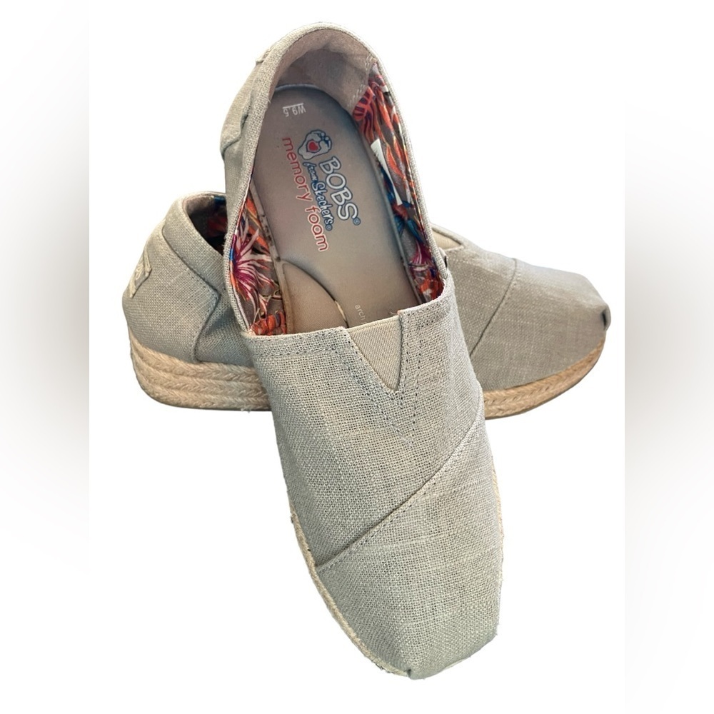 Skechers BOBS Fabric Upper Grey Memory Foam Arch Pillow 34101 Size 9.5